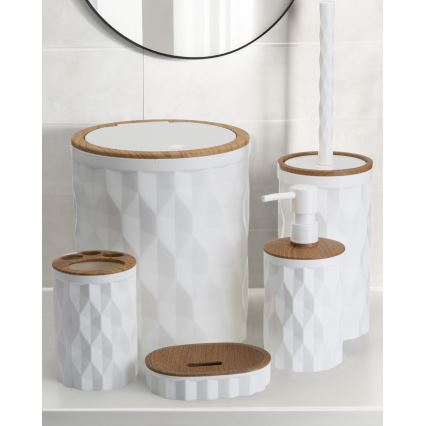 Badezimmer-Set REINA 5 Stk. weiß/braun