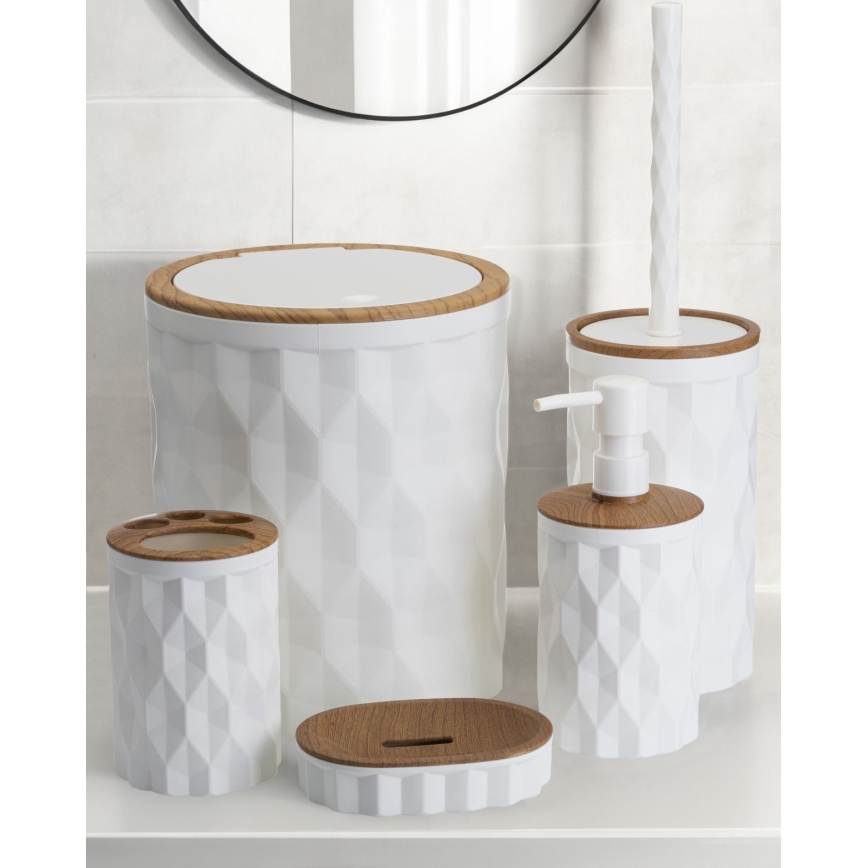 Badezimmer-Set REINA 5 Stk. weiß/braun