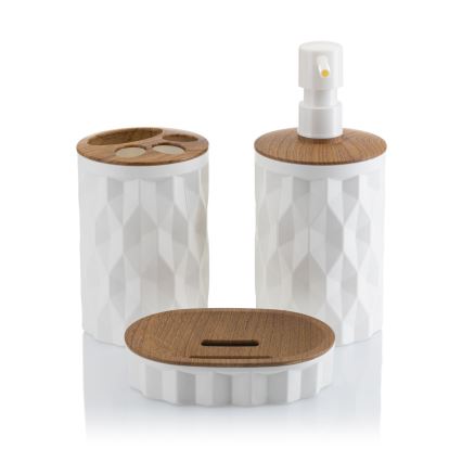 Badezimmer-Set REINA 5 Stk. weiß/braun