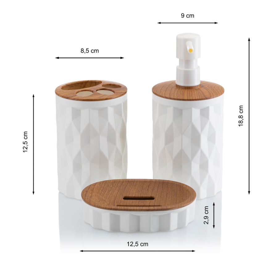 Badezimmer-Set REINA 5 Stk. weiß/braun