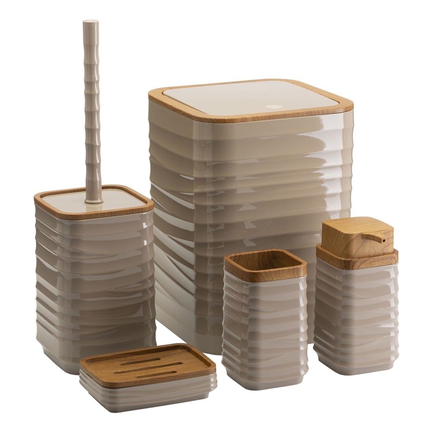 Badezimmer-Set WAVE 5 Stk. beige/braun