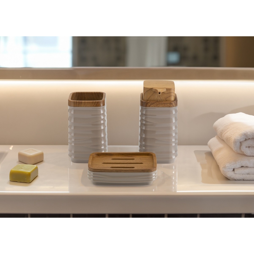 Badezimmer-Set WAVE 5 Stk. beige/braun