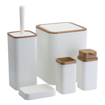 Badezimmer-Set ZOYA 5 Stk. weiß/braun