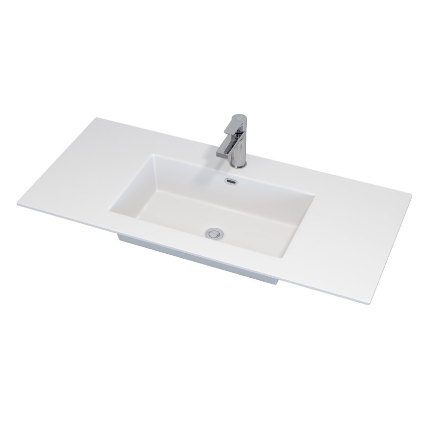 Badezimmer-Unterschrank mit Waschbecken GRIBSKOV 100 cm, Braun/Eiche/Weiß