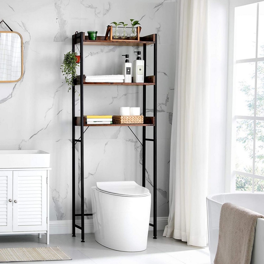 Badezimmerregal RENARO – Braun/Schwarz