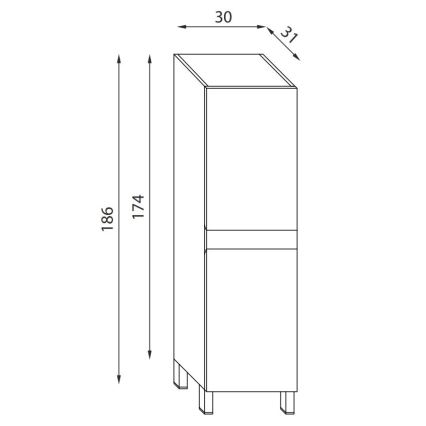 Badezimmerschrank HENRY 186 cm, Eiche