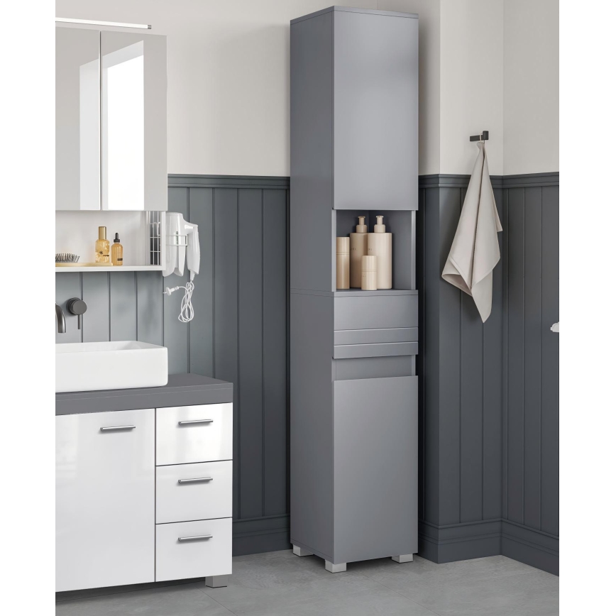 Badezimmerschrank KATY 30x170 cm grau