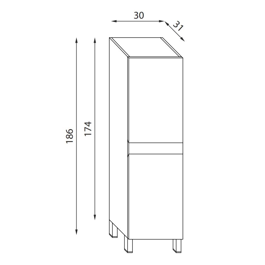 Badezimmerschrank KENWOOD, 186 cm, Eiche