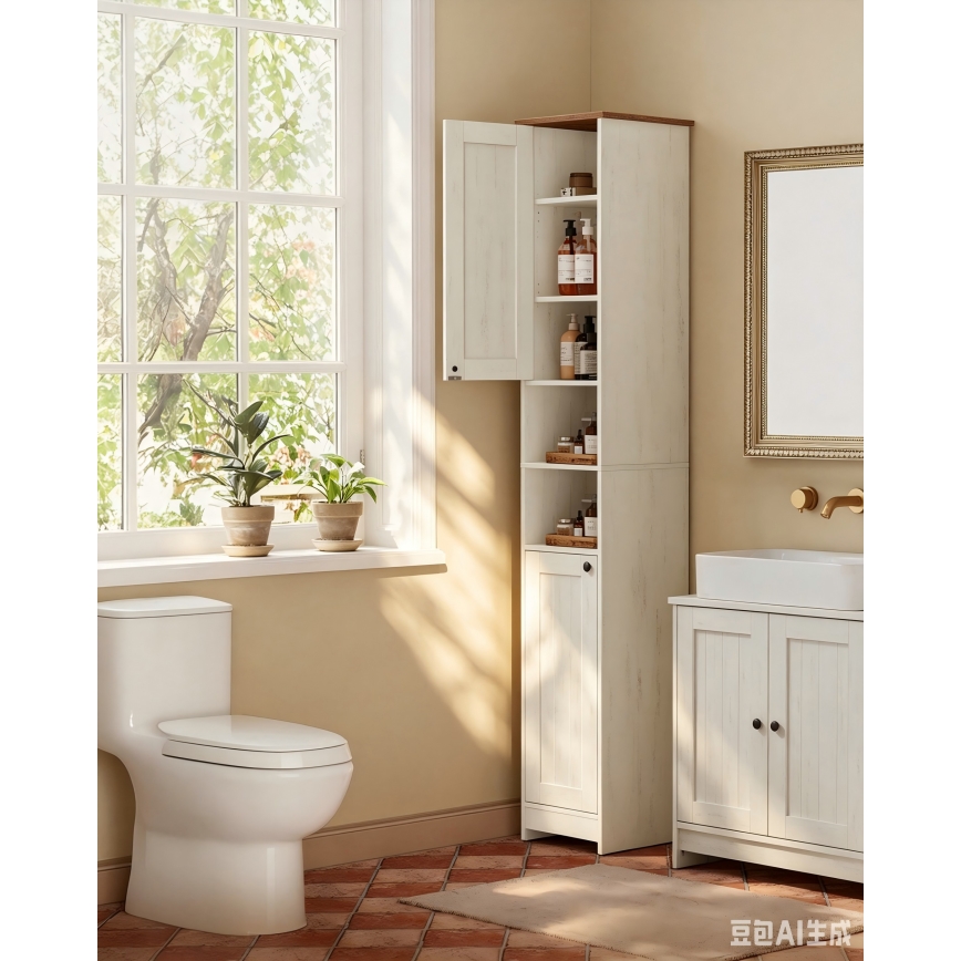 Badezimmerschrank LEXI 30x170 cm weiß/braun