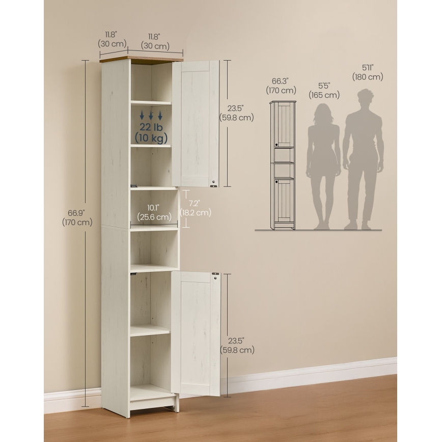 Badezimmerschrank LEXI 30x170 cm weiß/braun