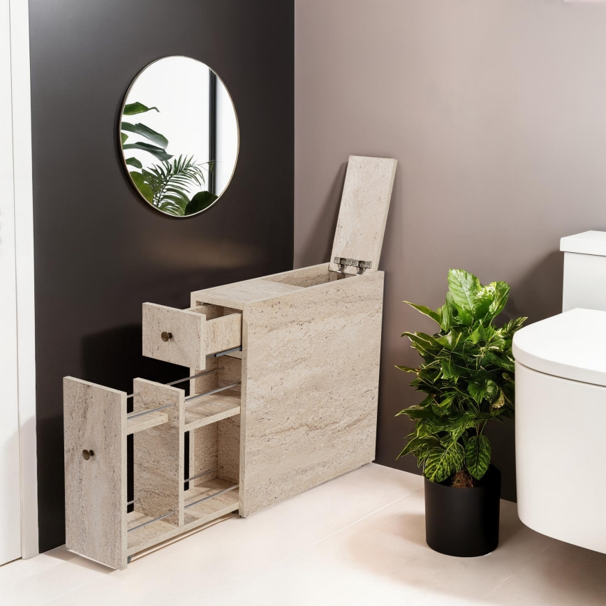 Badezimmerschrank MELODY, Marmor-Dekor, beige
