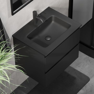 Badezimmerschrank mit integriertem Waschbecken CONOR, 61 cm, schwarz