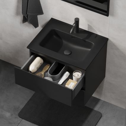 Badezimmerschrank mit integriertem Waschbecken CONOR, 61 cm, schwarz