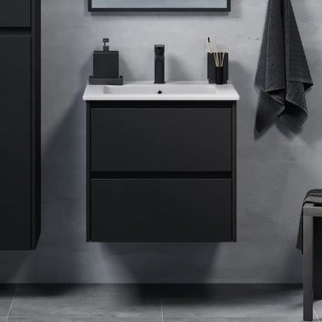 Badezimmerschrank mit integriertem Waschbecken MOLDE 60x55x46 cm schwarz