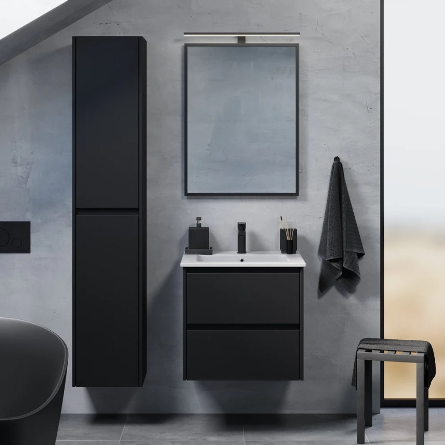 Badezimmerschrank mit integriertem Waschbecken MOLDE 60x55x46 cm schwarz