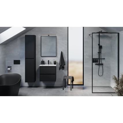 Badezimmerschrank mit integriertem Waschbecken MOLDE 60x55x46 cm schwarz