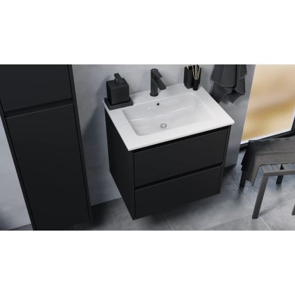 Badezimmerschrank mit integriertem Waschbecken MOLDE 60x55x46 cm schwarz