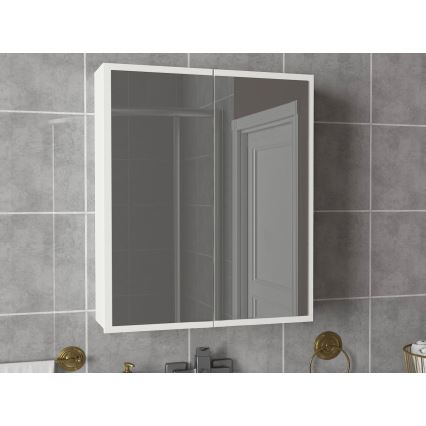 Badezimmerschrank mit Spiegel KAYLA 78x60 cm weiß