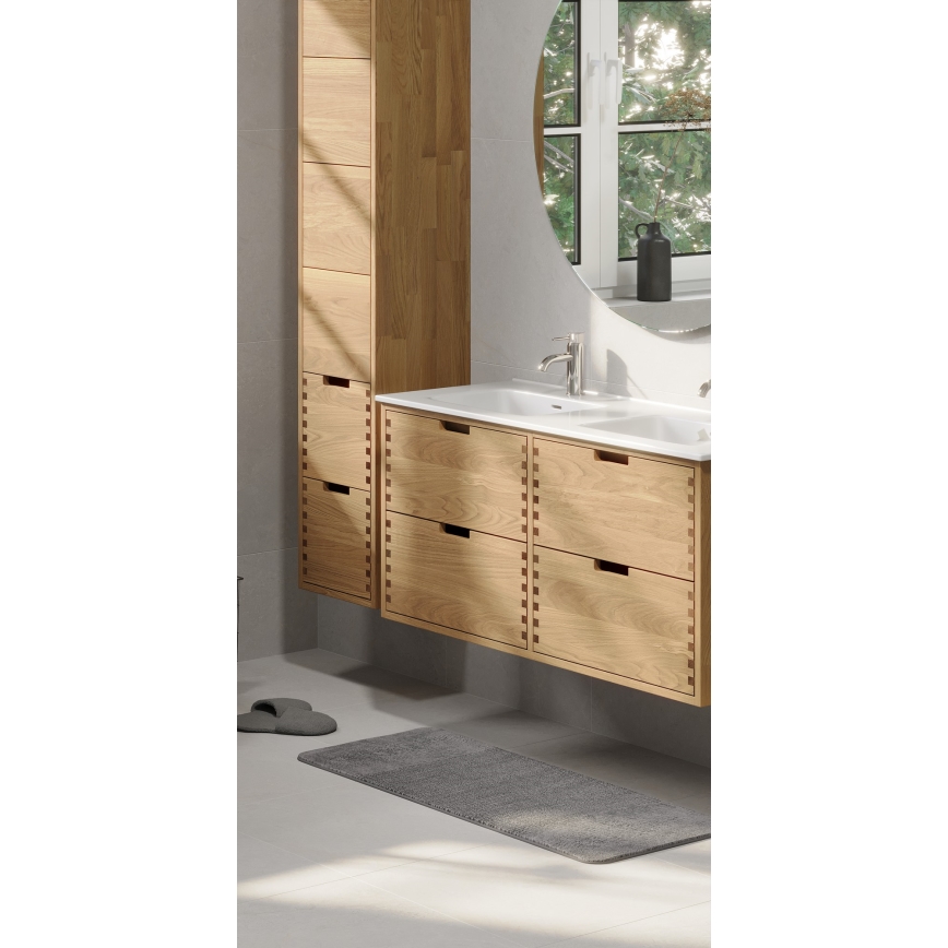 Badezimmerschrank mit Waschbecken GRIBSKOV 120 cm, Beige/Eiche/Weiß