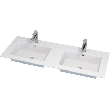 Badezimmerschrank mit Waschbecken GRIBSKOV 120 cm, Beige/Eiche/Weiß