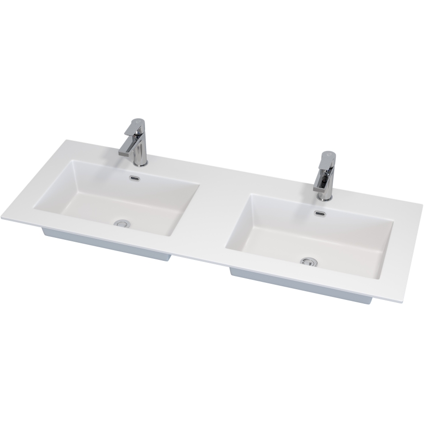 Badezimmerschrank mit Waschbecken GRIBSKOV 120 cm, Beige/Eiche/Weiß