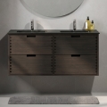 Badezimmerschrank mit Waschbecken GRIBSKOV 120 cm braun/Eiche/schwarz