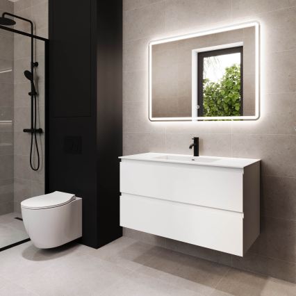 Badezimmerschrank mit Waschbecken HELSINKI 100 cm, weiß