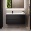Badezimmerschrank mit Waschbecken HELSINKI 115 cm links/schwarz