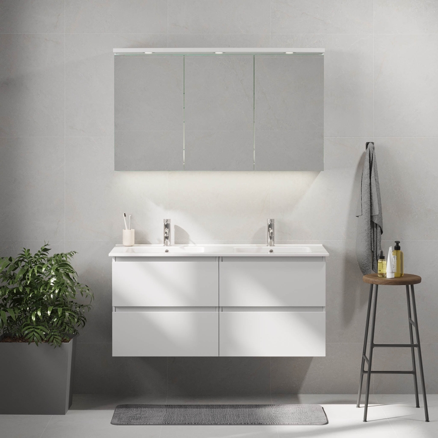 Badezimmerschrank mit Waschbecken HELSINKI 120 cm weiß