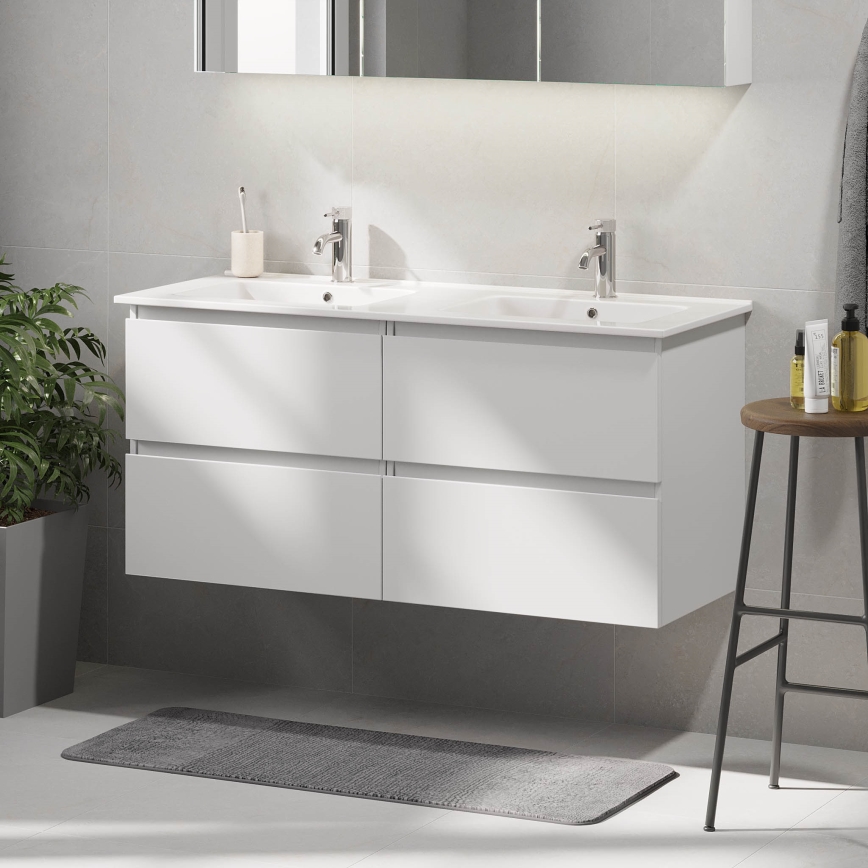 Badezimmerschrank mit Waschbecken HELSINKI 120 cm weiß