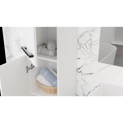 Badezimmerschrank mit Waschbecken KATE + Spiegelschrank + Hängeschrank weiß