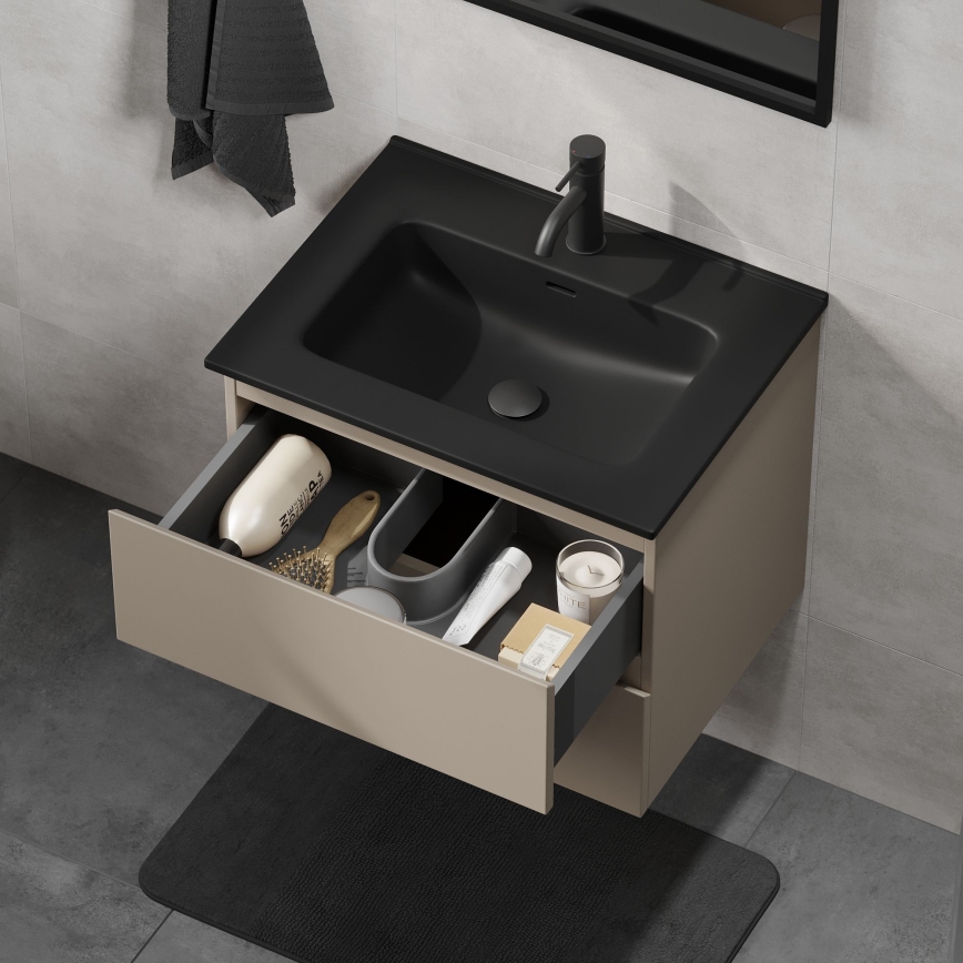 Badezimmerschrank mit Waschbecken KENWOOD 61x52x45 cm Marakesh/Schwarz
