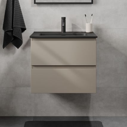 Badezimmerschrank mit Waschbecken KENWOOD 61x52x45 cm Marakesh/Schwarz