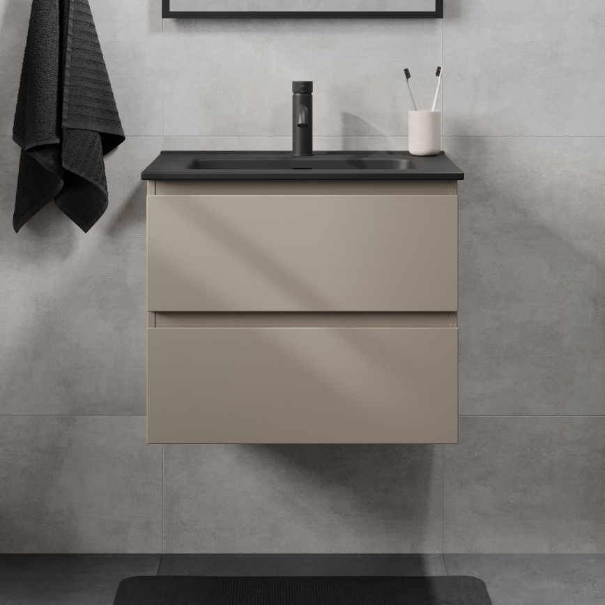 Badezimmerschrank mit Waschbecken KENWOOD 61x52x45 cm Marakesh/Schwarz