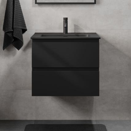 Badezimmerschrank mit Waschbecken KENWOOD 61x52x45 cm schwarz