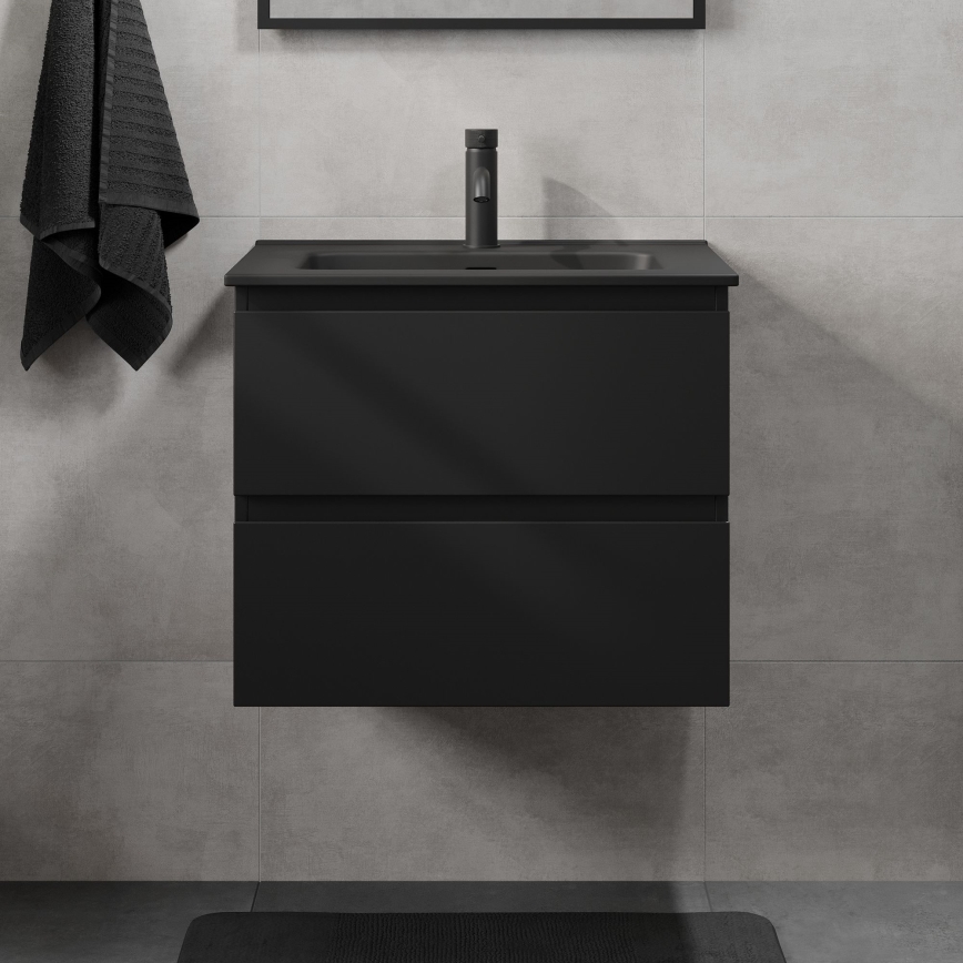Badezimmerschrank mit Waschbecken KENWOOD 61x52x45 cm schwarz