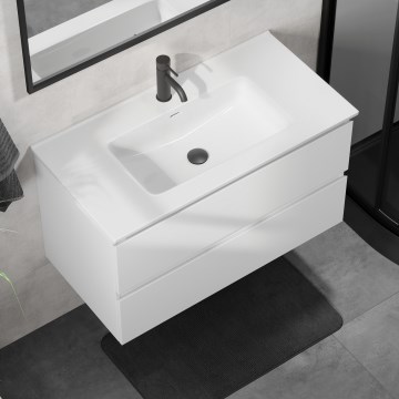 Badezimmerschrank mit Waschbecken KENWOOD, 91 cm, weiß