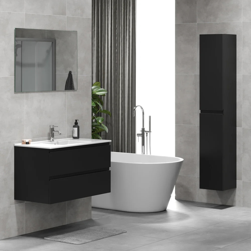 Badezimmerschrank mit Waschbecken KENWOOD 91x50x45 cm schwarz