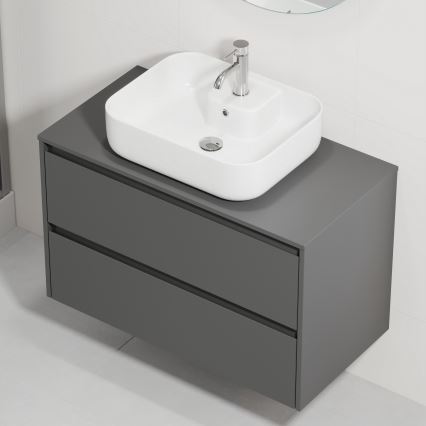 Badezimmerschrank mit Waschbecken TRONDHEIM/KRISTIANSAND 90x57x46 cm anthrazit/weiß