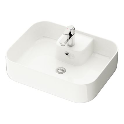 Badezimmerschrank mit Waschbecken TRONDHEIM/KRISTIANSAND 90x57x46 cm Eiche/Weiß
