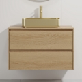 Badezimmerschrank mit Waschbecken TRONDHEIM/LJORDAL 90x57x46 cm Eiche/Messing