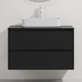 Badezimmerschrank mit Waschbecken TRONDHEIM/LJORDAL 90x57x46 cm schwarz/weiß