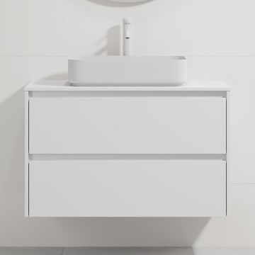 Badezimmerschrank mit Waschbecken TRONDHEIM/LJORDAL 90x57x46 cm weiß
