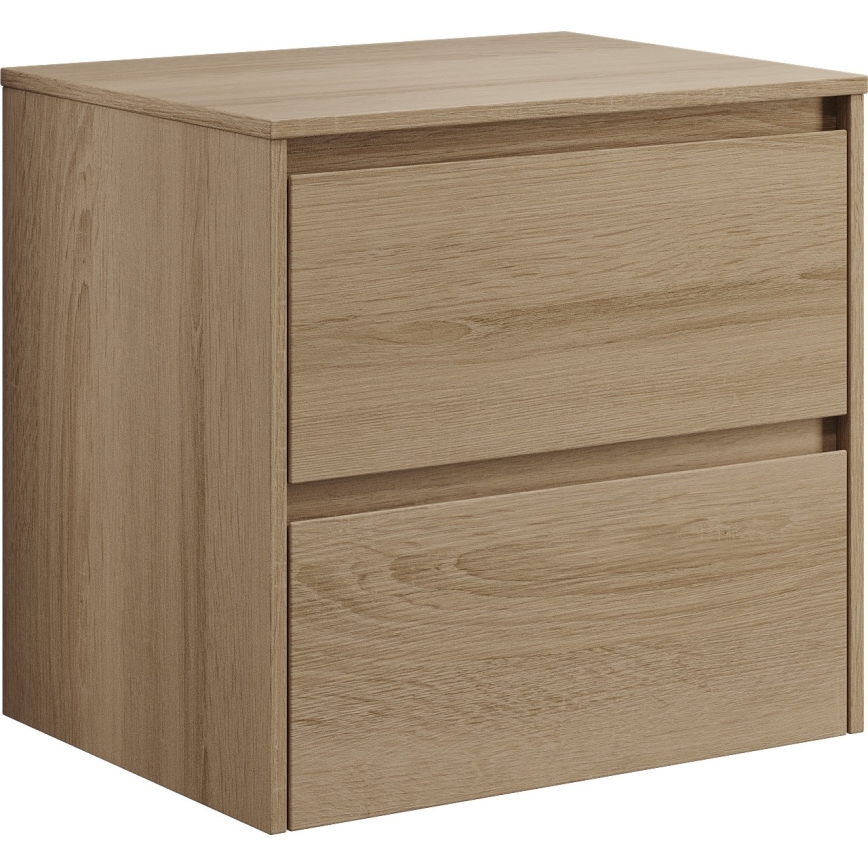 Badezimmerschrank mit Waschbecken TRONDHEIM/VIKEDAL, 60 × 57 × 46 cm, Eiche/Weiß