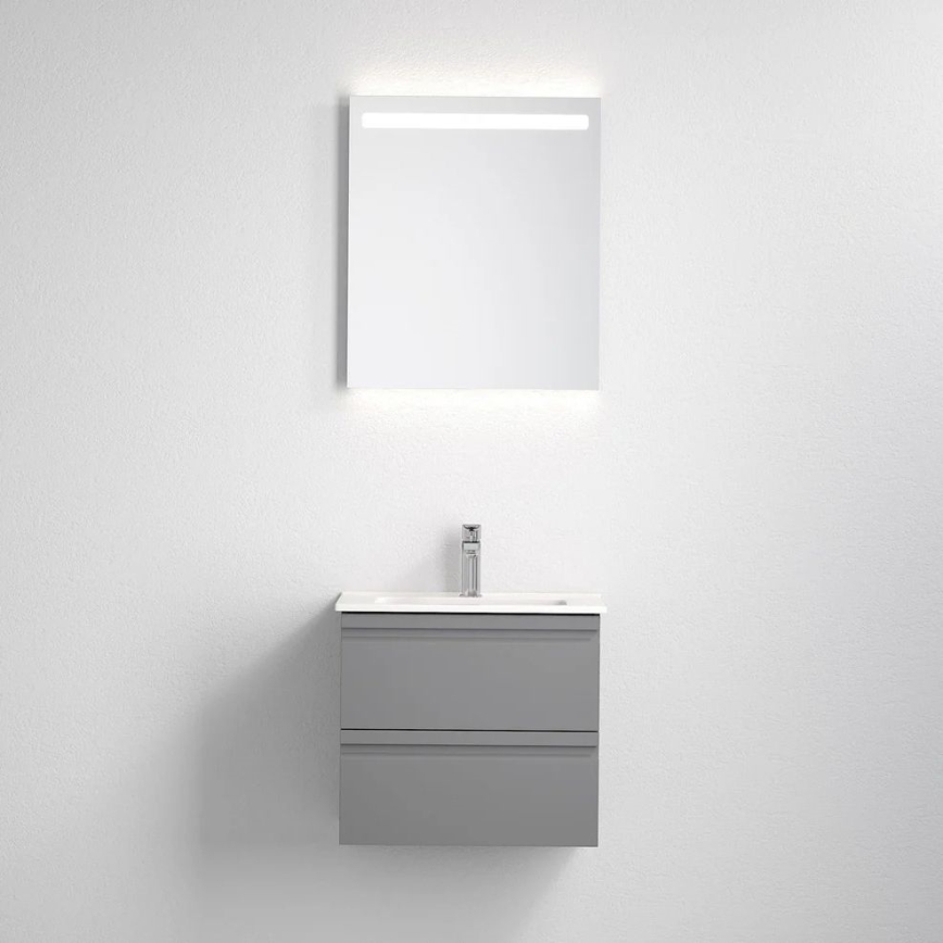 Badezimmerschrank mit Waschbecken VIGO + LED-Wandspiegel mit Hintergrundbeleuchtung LED/10W/230V IP44 grau