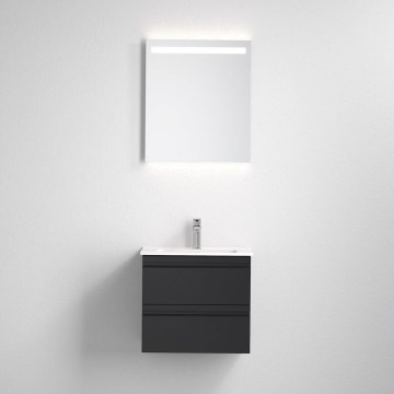 Badezimmerschrank mit Waschbecken VIGO + LED-Wandspiegel mit Hintergrundbeleuchtung LED/10W/230V IP44 schwarz
