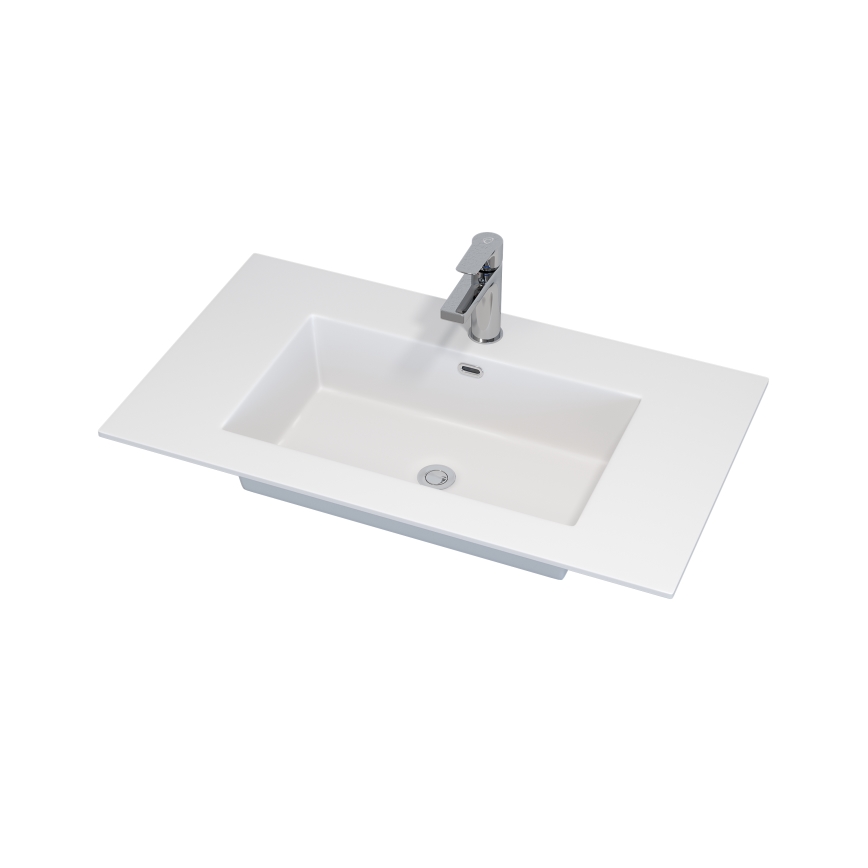 Badezimmerschrank mit Waschtisch GRIBSKOV 80 cm Beige/Eiche/Weiß
