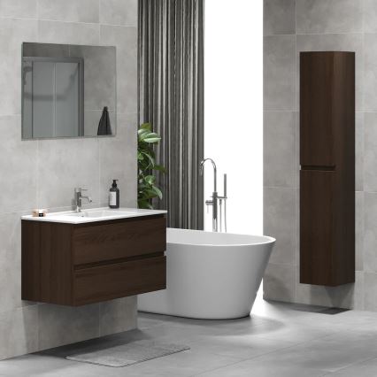 Badezimmerschrank mit Waschtisch HENRY 91 cm Nussbaum