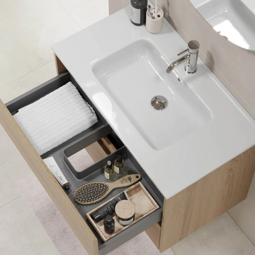 Badezimmerschrank mit Waschtisch MOLDE 80x55x46 cm Eiche