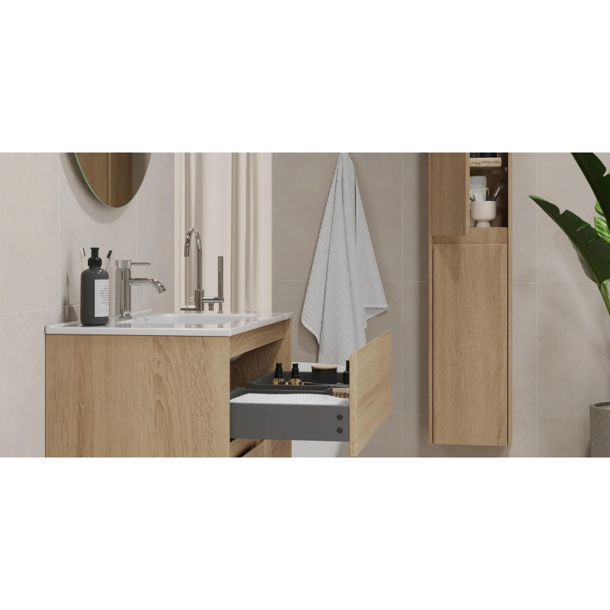 Badezimmerschrank mit Waschtisch MOLDE 80x55x46 cm Eiche